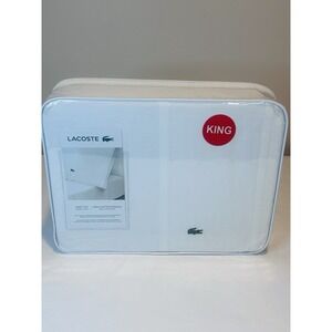Lacoste King Sheet Set White 100% Cotton Percale